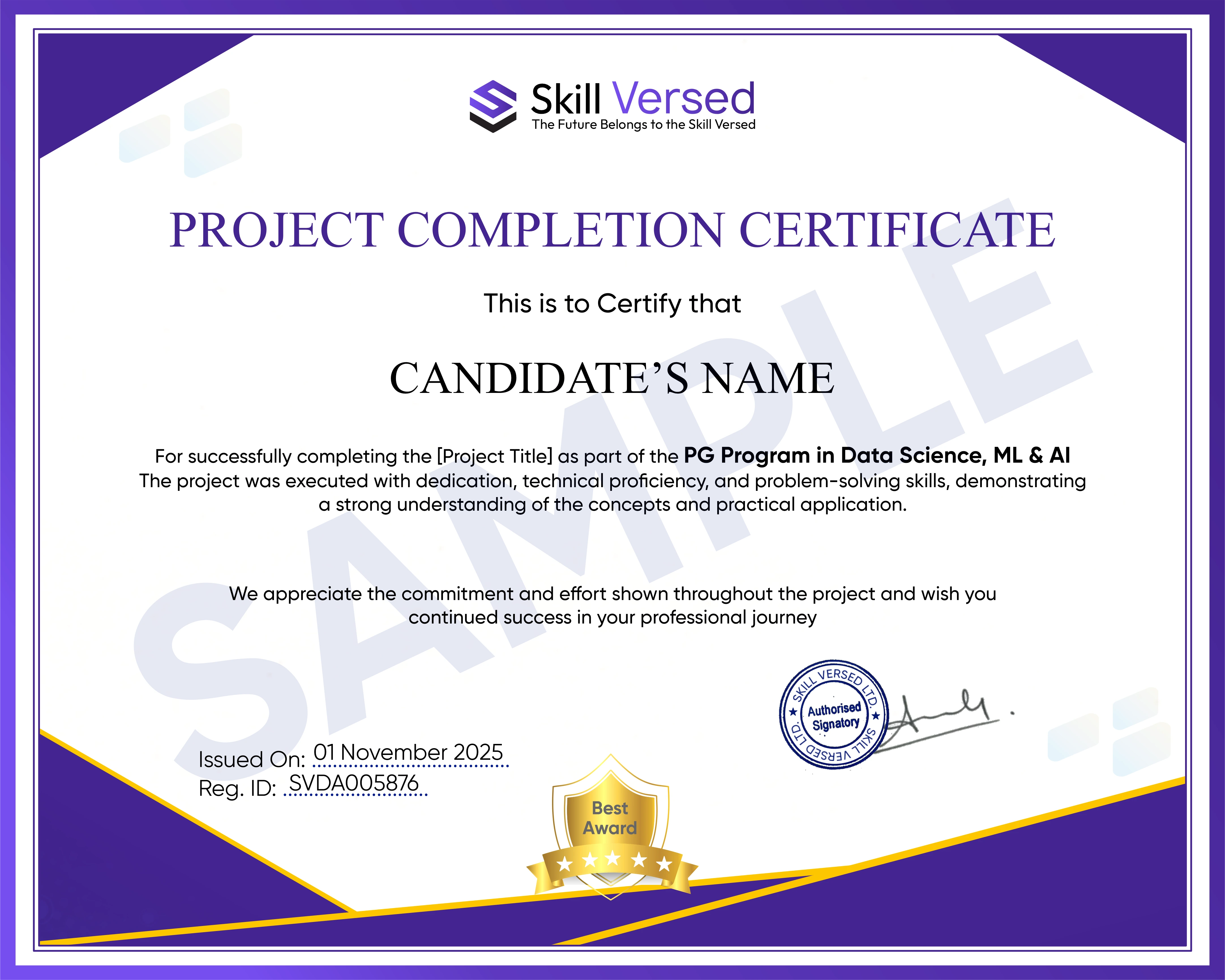 Project Completion Certificate